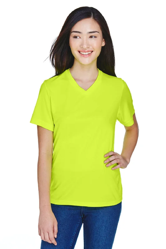 maroon henley t-shirts smart -Team 365 Womens Zone Performance Moisture Wicking Short Sleeve V-Neck T-Shirt - Safety Yellow