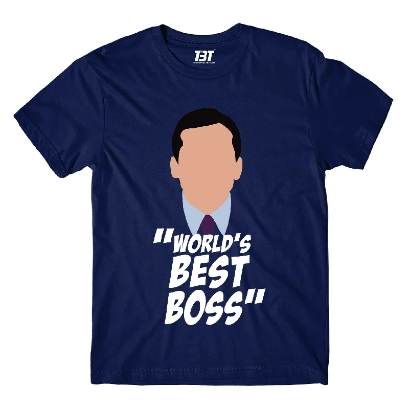 teal graphic print t-shirts vibrant -The Office T shirt - World's Best Boss