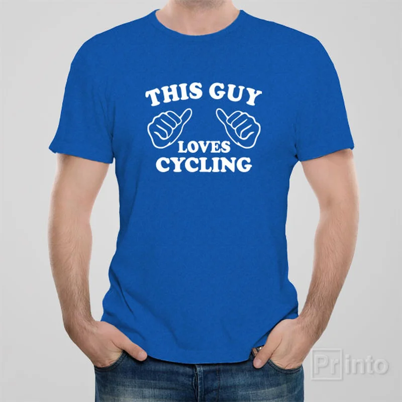 navy blue team spirit t-shirts sporty -This guy loves cycling - T-shirt