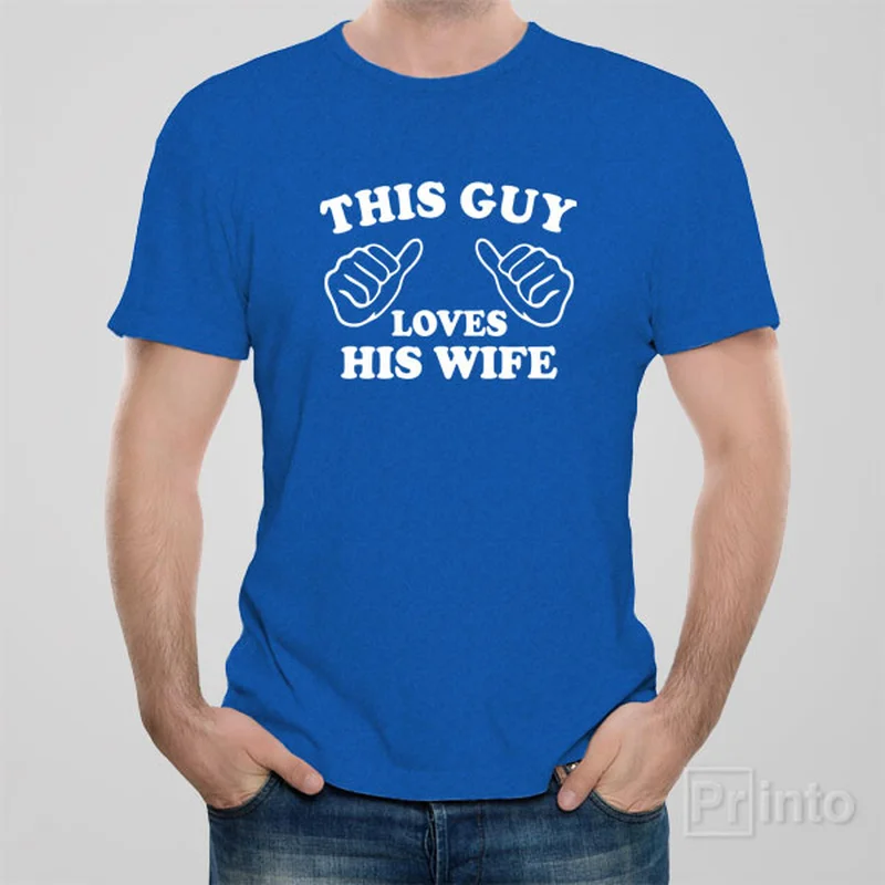 taupe long sleeve t-shirts cozy -This guy loves his wife - T-shirt