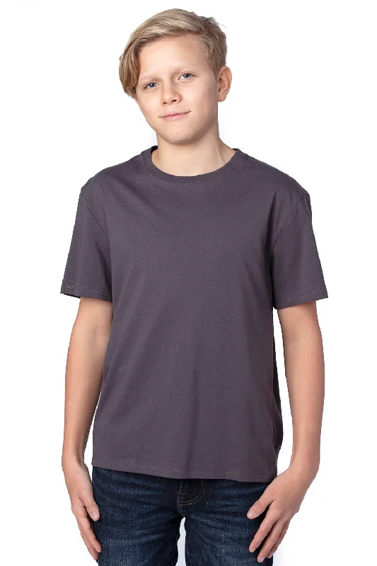 peach henley t-shirts smart -Threadfast Apparel Youth Ultimate Short Sleeve Crewneck T-Shirt - Graphite Grey