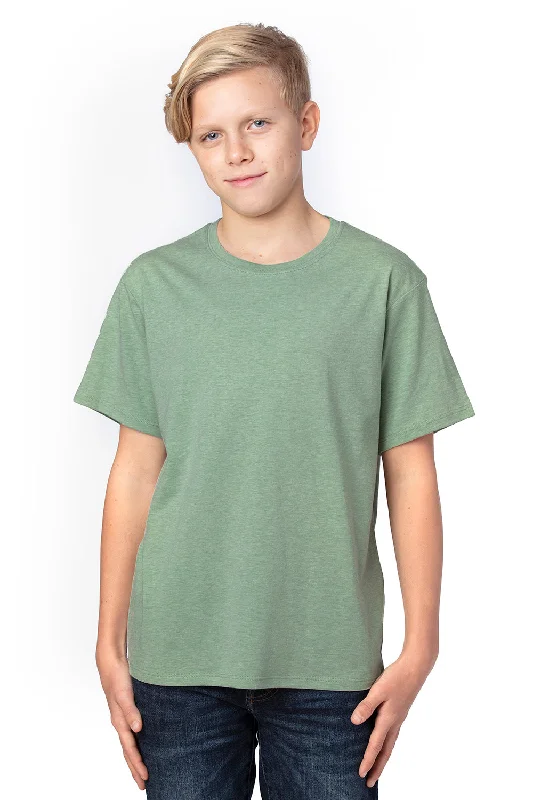 sage green ribbed t-shirts textured -Threadfast Apparel Youth Ultimate Short Sleeve Crewneck T-Shirt - Heather Army Green