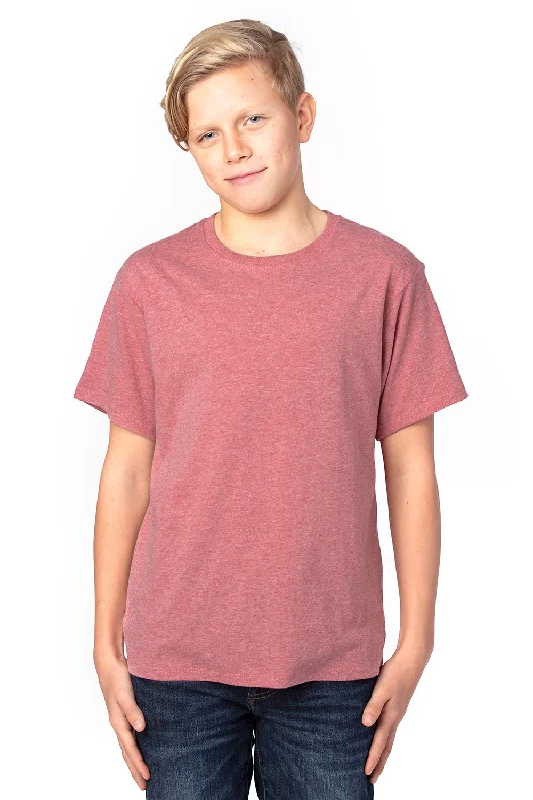 teal pocket t-shirts versatile -Threadfast Apparel Youth Ultimate Short Sleeve Crewneck T-Shirt - Heather Maroon