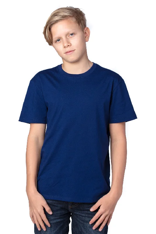 teal festival t-shirts stylish -Threadfast Apparel Youth Ultimate Short Sleeve Crewneck T-Shirt - Navy Blue