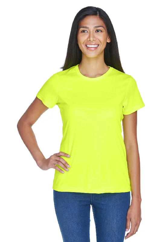 burnt orange pocket t-shirts casual -UltraClub Womens Cool & Dry Performance Moisture Wicking Short Sleeve Crewneck T-Shirt - Bright Yellow