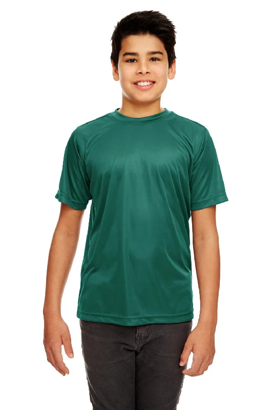 khaki festival t-shirts stylish -UltraClub Youth Cool & Dry Performance Moisture Wicking Short Sleeve Crewneck T-Shirt - Forest Green