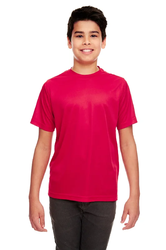 taupe cropped t-shirts chic -UltraClub Youth Cool & Dry Performance Moisture Wicking Short Sleeve Crewneck T-Shirt - Red