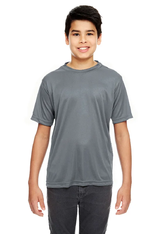 lilac pocket t-shirts versatile -UltraClub Youth Cool & Dry Performance Moisture Wicking Short Sleeve Crewneck T-Shirt - Charcoal Grey