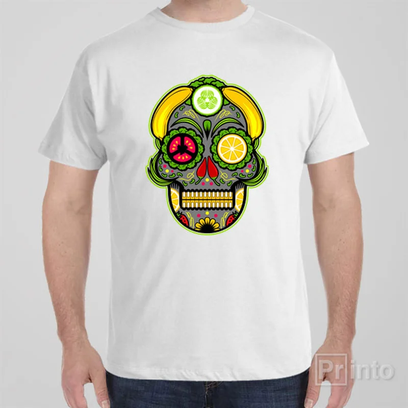 heather grey festival t-shirts trendy -Vegan skull - T-shirt