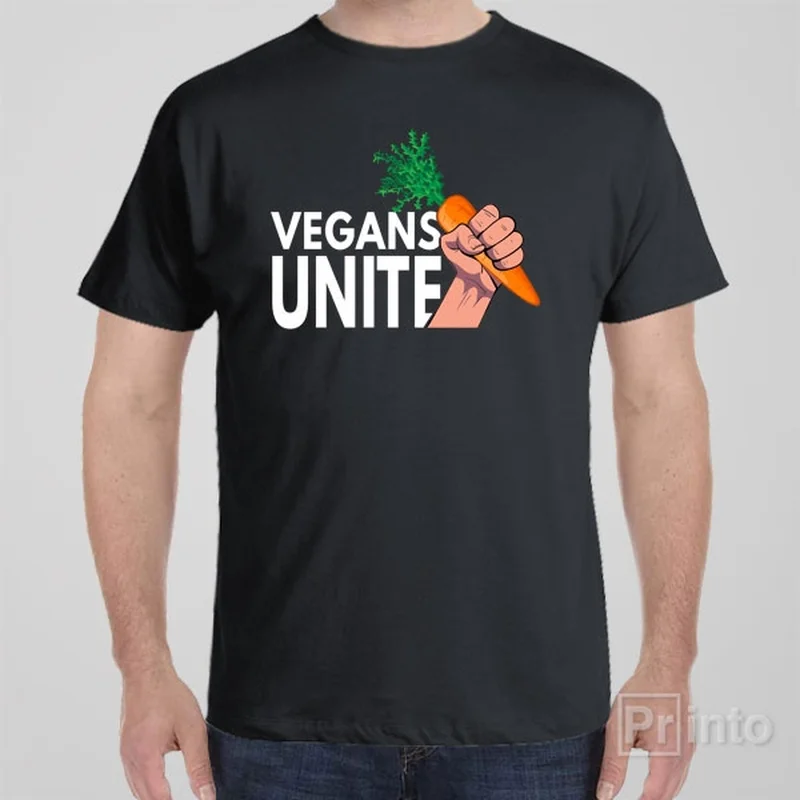 teal long sleeve t-shirts for fall -Vegans Unite - T-shirt