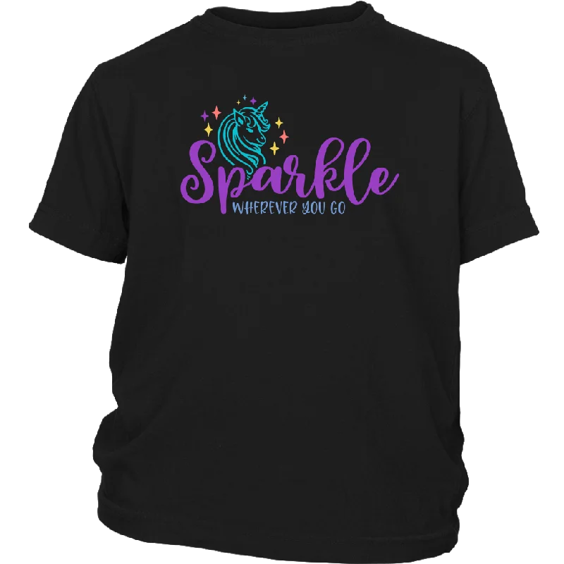 navy blue ribbed t-shirts textured -Unicorn T-Shirt SPARKLE Wherever You Go Youth Child Size