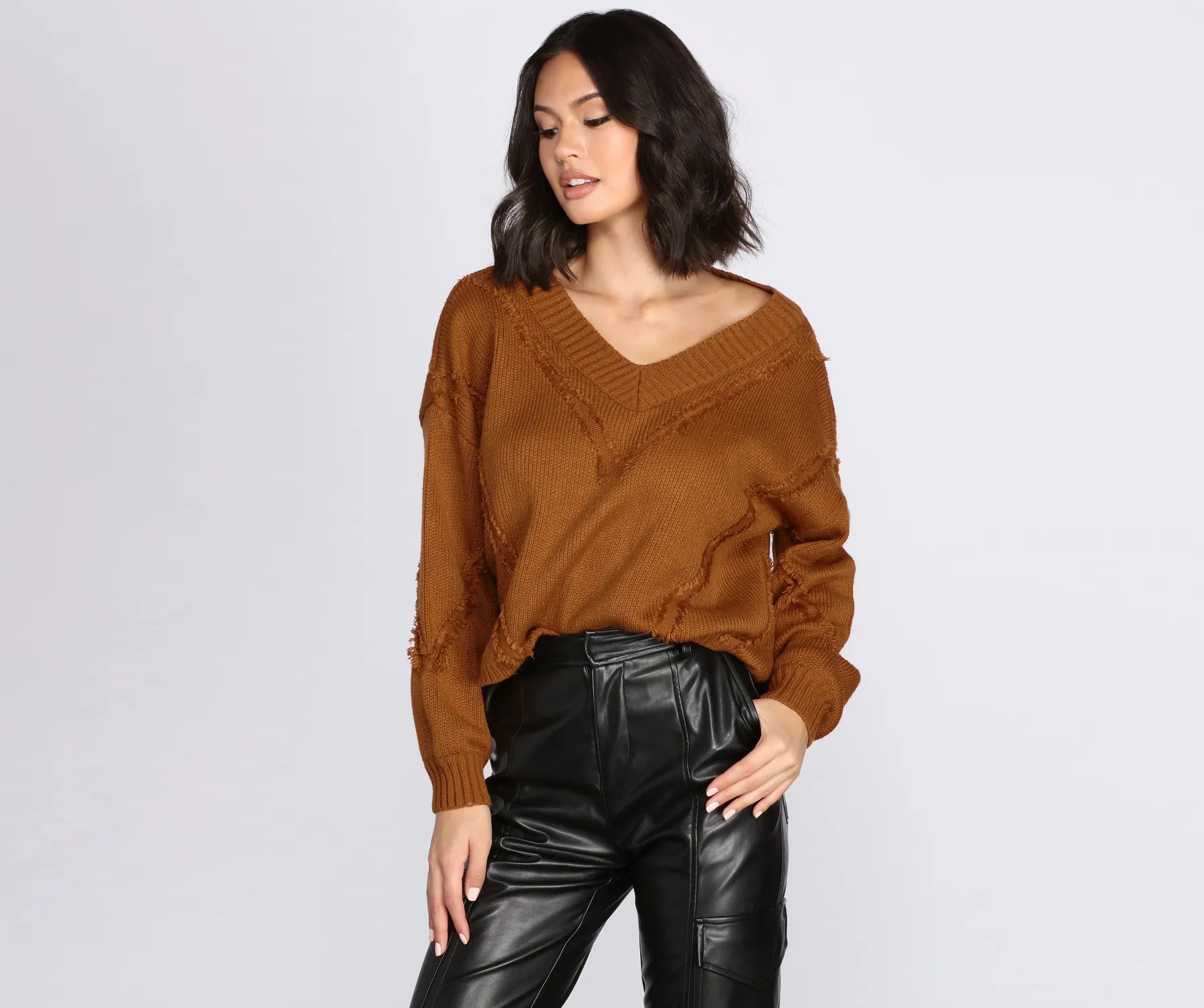 pullover sweater plush cashmere -All In The Deets Fringe Pullover