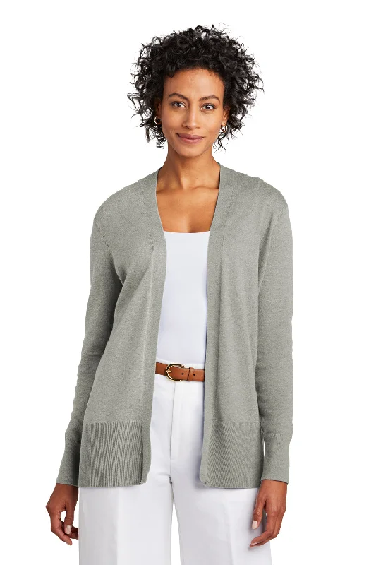 cardigan sharp sweater -Brooks Brothers Womens Long Sleeve Cardigan Sweater - Heather Light Shadow Grey