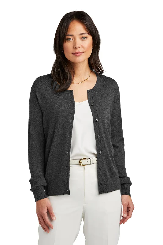 cardigan flashy hues -Brooks Brothers Womens Merino Long Sleeve Button Front Cardigan Sweater - Heather Windsor Grey - COMING SOON