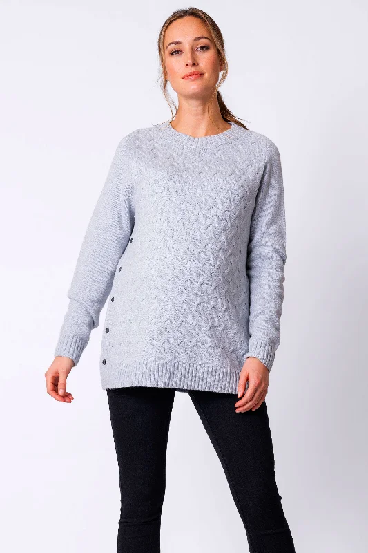 pullover sweater bold red -Grete Ice Blue Textured Maternity & Nursing Sweater Seraphine