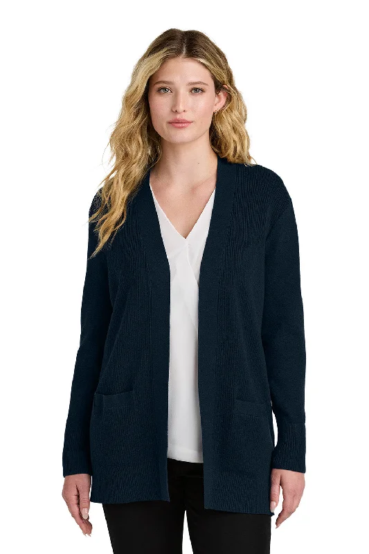 cardigan vivid maroon -Port Authority Womens Easy Care Open Front Long Sleeve Cardigan Sweater w/ Pockets - River Navy Blue - COMING SOON