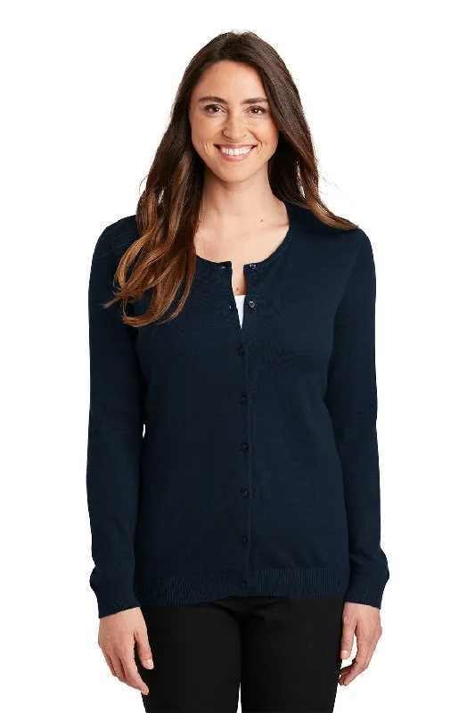 cardigan cozy olive -Port Authority Womens Long Sleeve Cardigan Sweater - Navy Blue