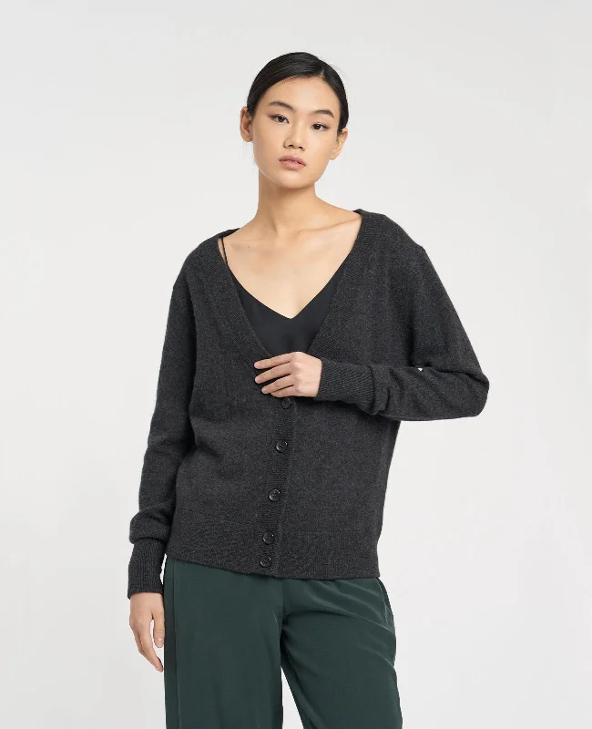 cardigan elbow sleeve -Cashmere V-Neck Cardigan