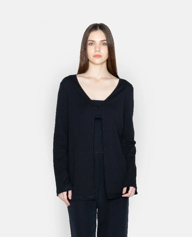 cardigan twilight chic -Supima Single Button Ribbed Cardigan