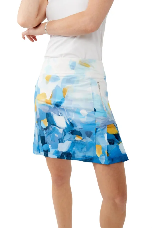 coral wrap skirts cute -Brush Stroke Mini Skirt In Blue Dreams