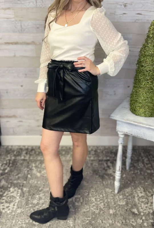 lilac high waisted skirts stylish -Butter Faux Leather Skirt In Black