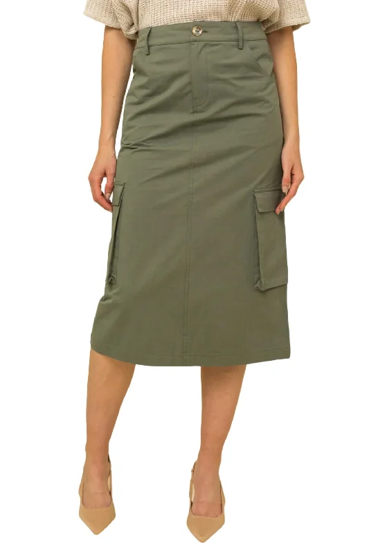 soft beige pencil skirts polished -Callen Skirt In Olive