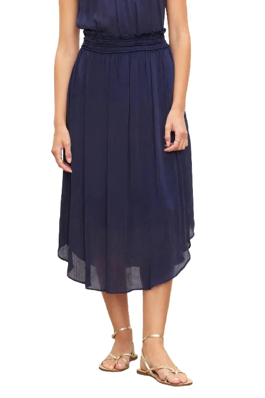 olive wraparound skirts trendy -Crinkled Viscose Midi Skirt In Navy