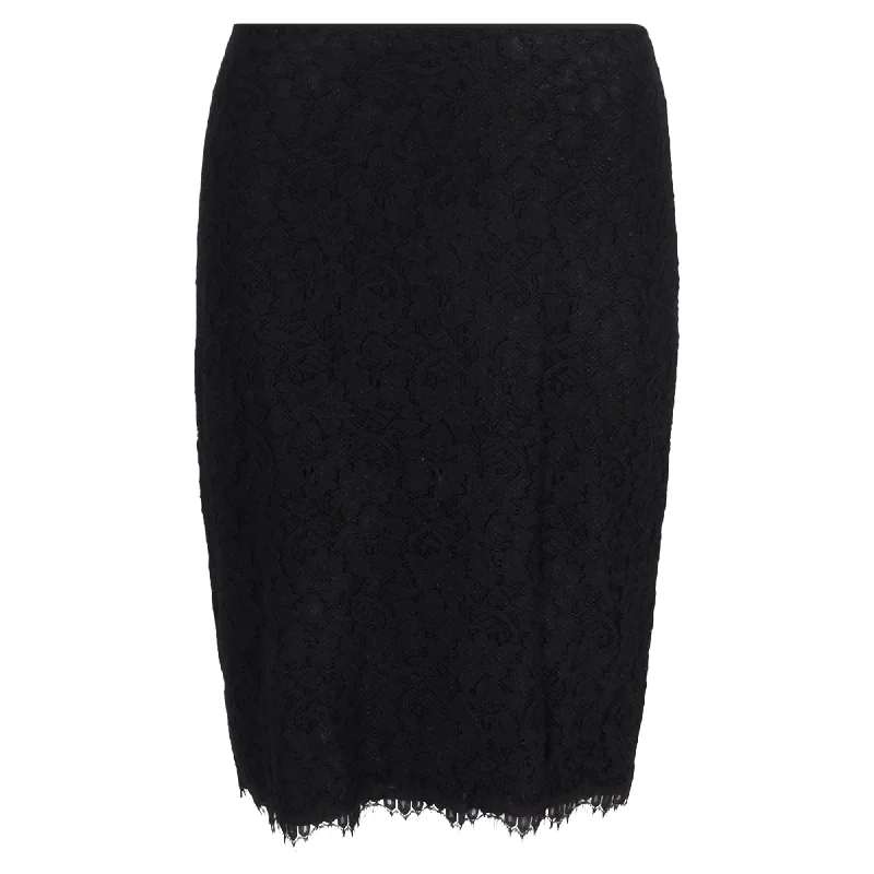 navy blue asymmetrical skirts modern -Diane Von Furstenberg Scalloped Pencil Skirt in Black Polyester