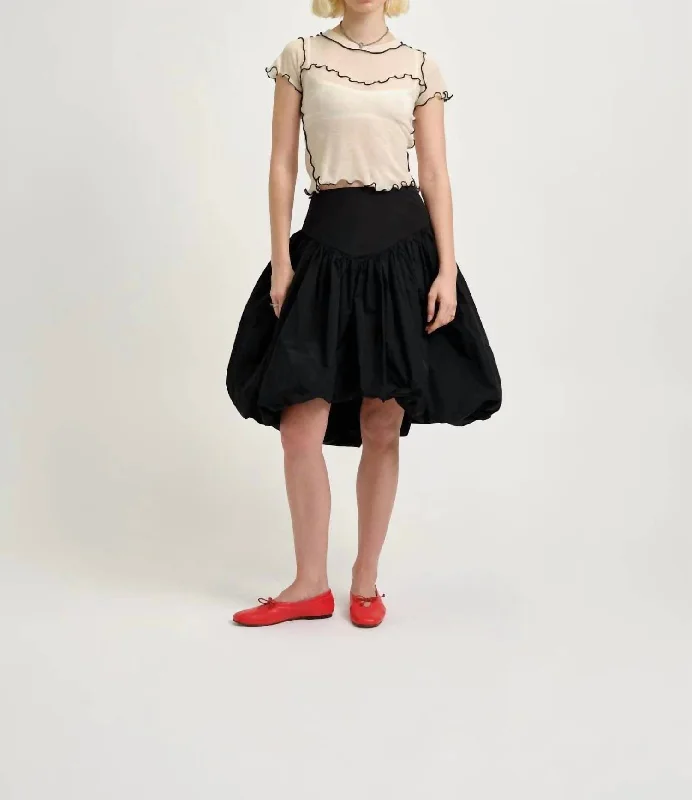 heather grey flared skirts chic -Emmie Bubble Skirt In Black Taffeta