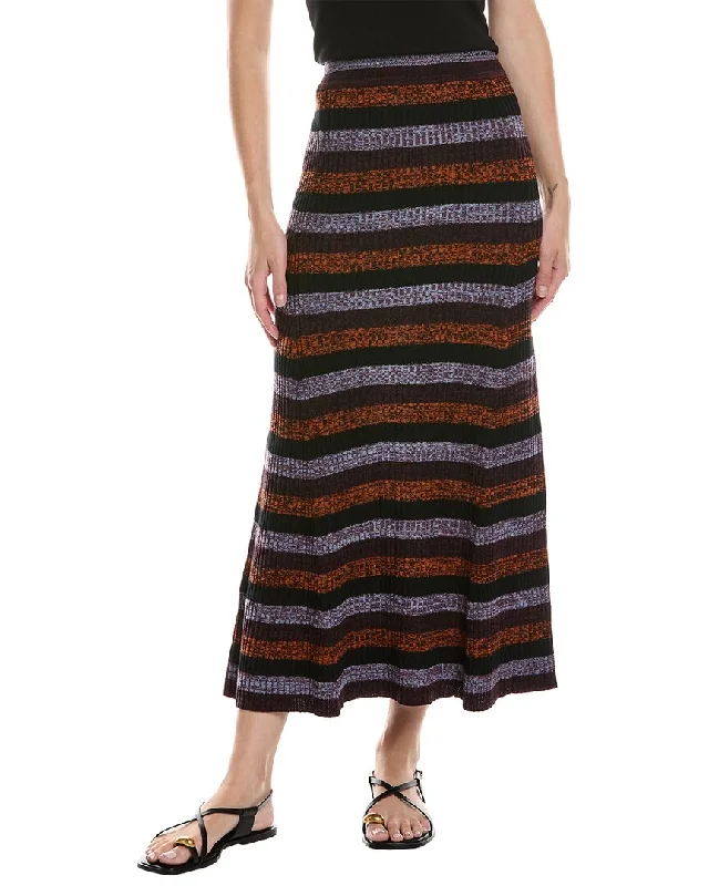 khaki wraparound skirts sleek -GANNI Rib Wool Long Skirt