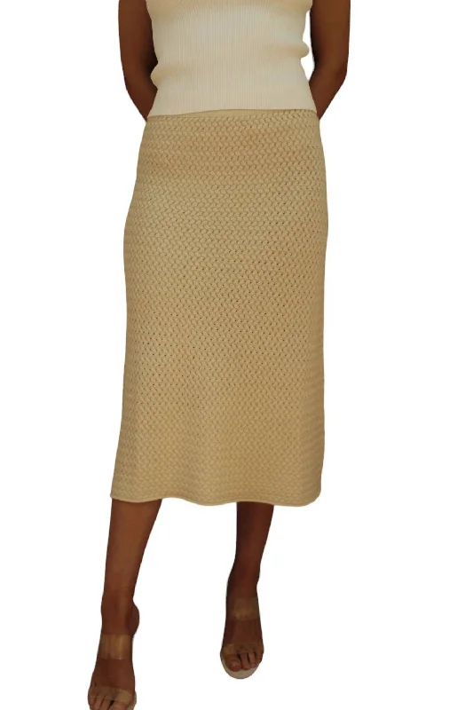 soft beige utility skirts versatile -Hannah Crochet Midi Skirt In Beige