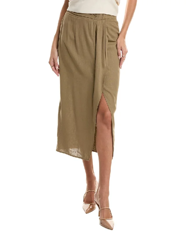 khaki utility skirts rugged -Heartloom Catriona Linen-Blend Midi Skirt