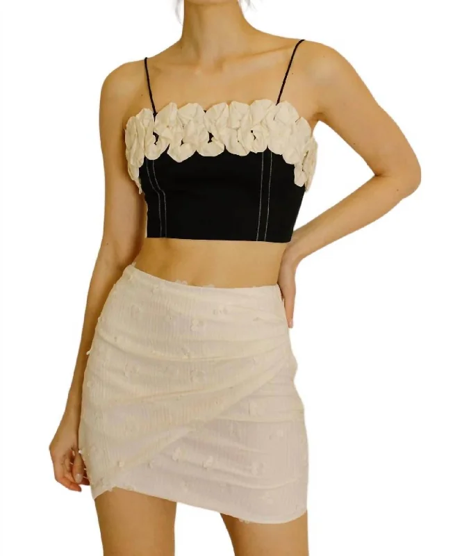 olive skater skirts casual -In Bloom Mini Skirt In Cream