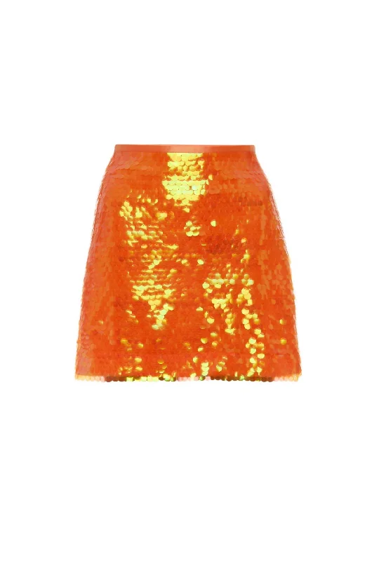 burnt orange skater skirts casual -Jolly Rancher Skirt In Bright Tangerine