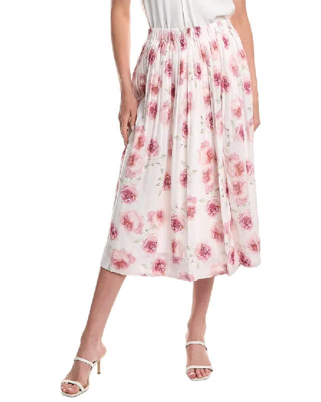 coral ruffle skirts cute -Lucy Paris Cora Tiered Linen-Blend Midi Skirt