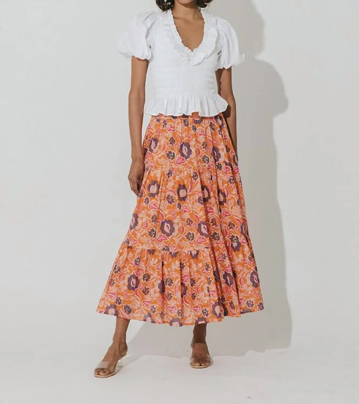 indigo utility skirts versatile -Masina Ankle Skirt In Orange