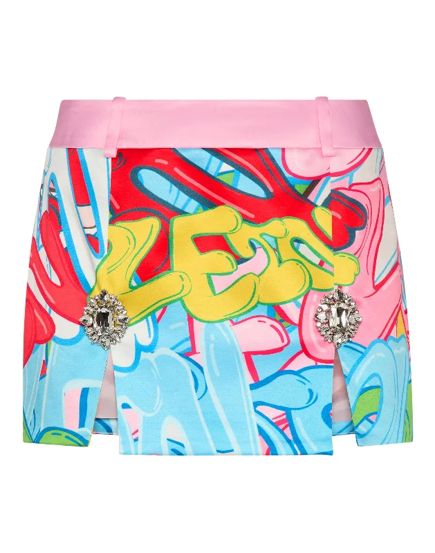 soft beige pencil skirts polished -Mini Skirt Bombing Graffiti