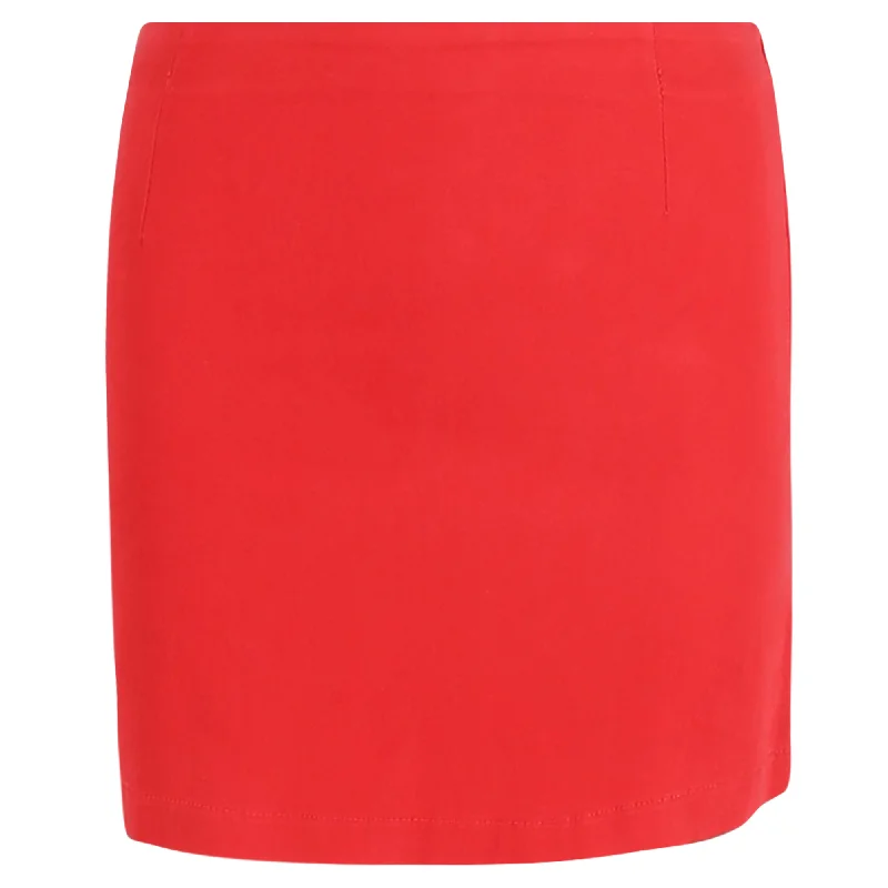 teal skater skirts casual -Moschino Panel Mini Skirt in Red Cotton and Blue Denim