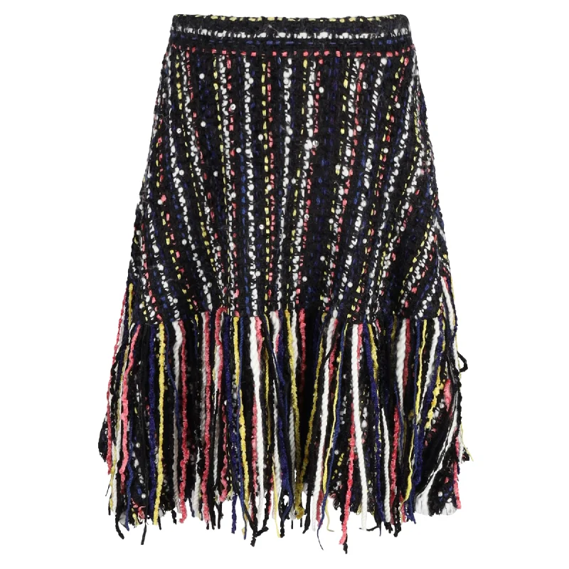 lilac pleated skirts cute -MSGM Fringed Skirt in Black Wool