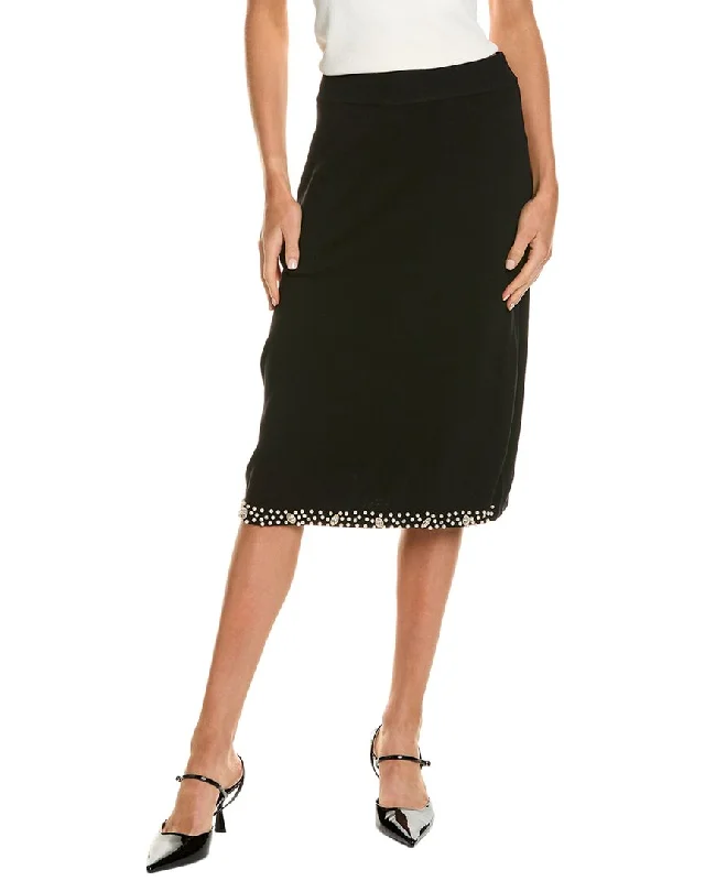 khaki asymmetrical skirts modern -Nanette Nanette Lepore Embellished Sweater Skirt