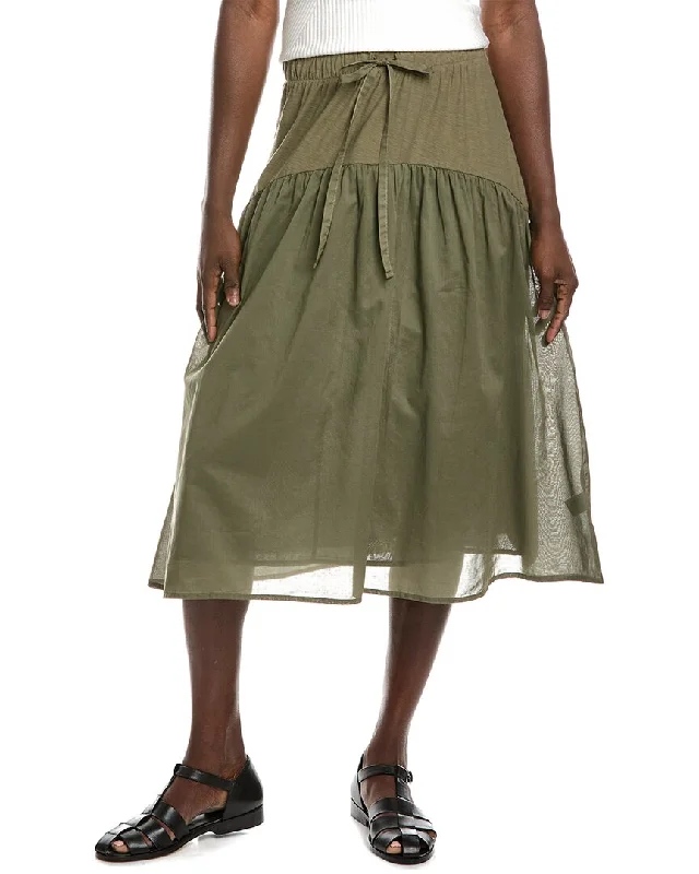 khaki asymmetrical skirts modern -Nation LTD Helena Combo Midi Skirt