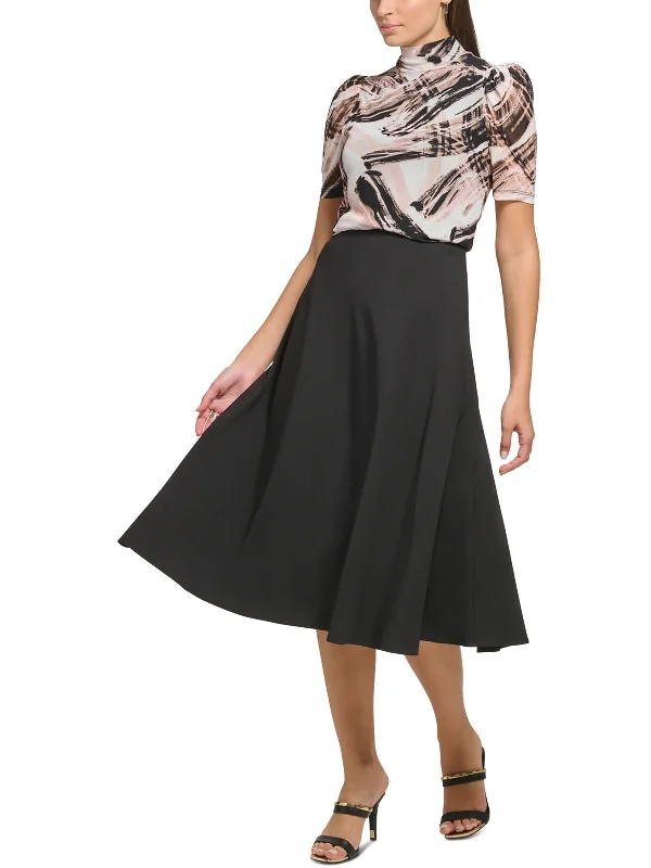 taupe wraparound skirts sleek -Petites Womens Office Business Midi Skirt