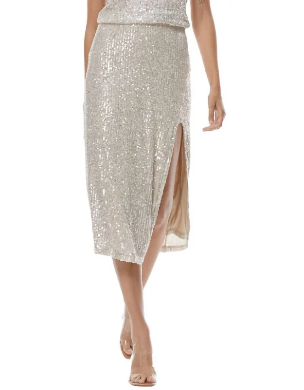 lilac pleated skirts trendy -Pierre Sequin Pencil Skirt In Champagne