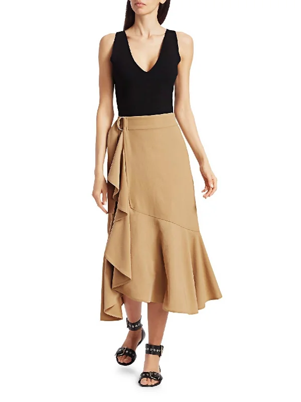 khaki asymmetrical skirts modern -Pierre Skirt In Beech