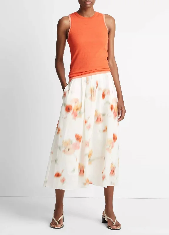 soft beige asymmetrical skirts modern -Poppy Blur Skirt In Cream Dusk