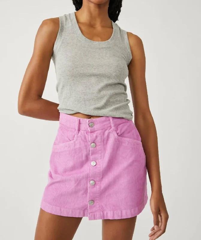 sage green wrap skirts chic -Ray Cord Mini Skirt In Bubblegum Pink