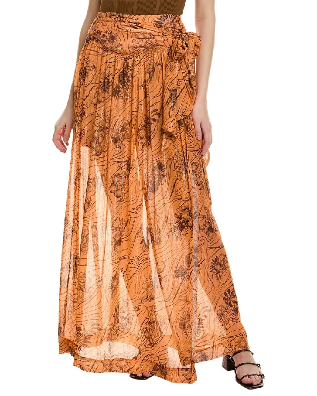 peach asymmetrical skirts bold -Sabina Musayev Patina Silk-Blend Maxi Skirt