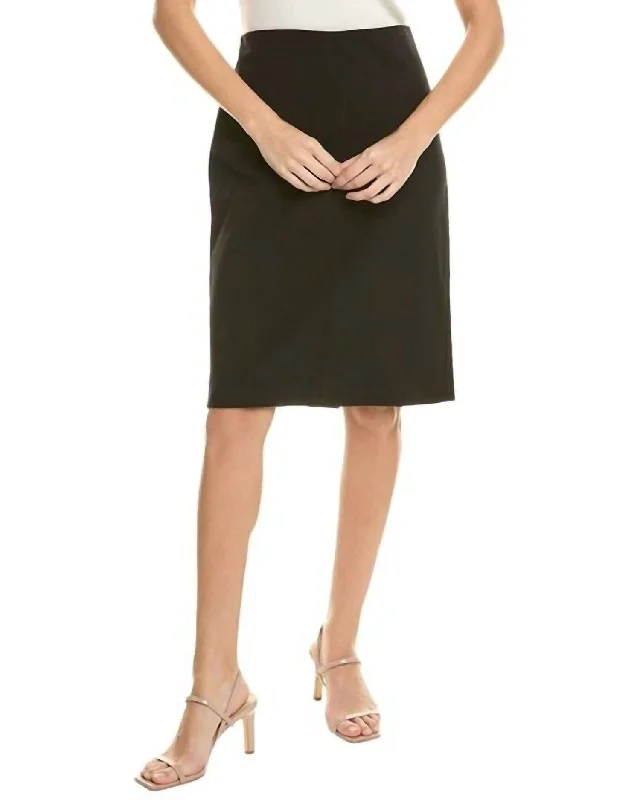 teal wrap skirts stylish -Seamed Front Pencil Skirt In Black