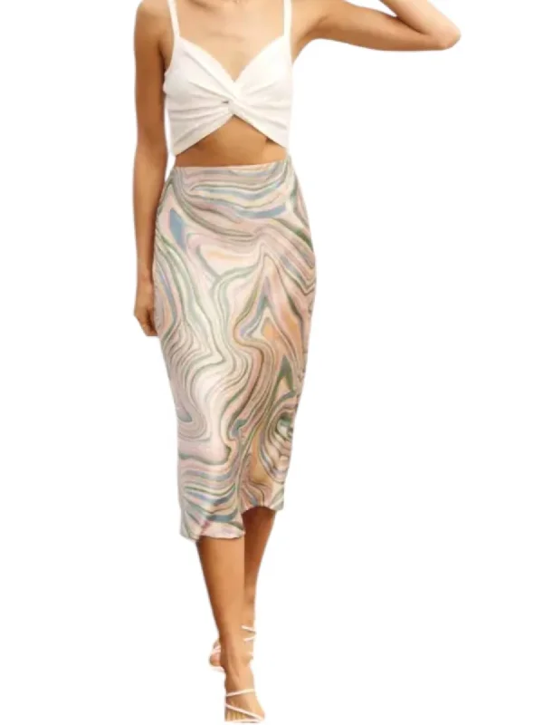 sage green ruffle skirts chic -So Fresh A Line Midi Skirt In Green Marble