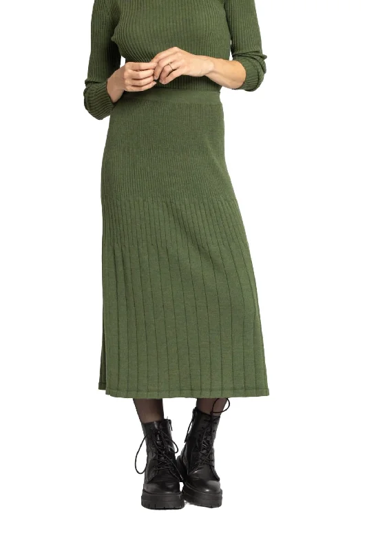 olive ruffle skirts chic -Solid Skirt In Green